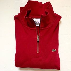 Lacoste Quarter-Zip Red Cotton Men’s Sweatshirt